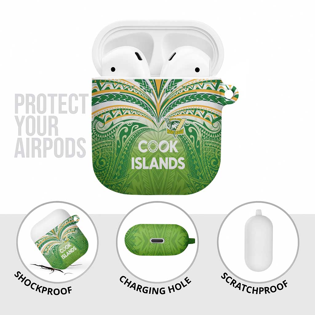Cook Islands Rugby League AirPods Case Tatau Tribal Motifs-Light Green Color LT03 - Polynesian Pride