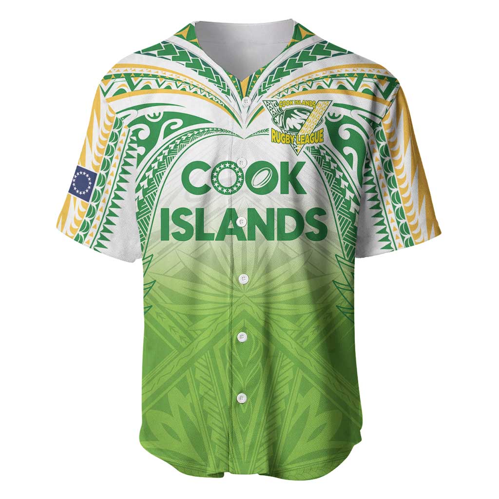 Custom Cook Islands Rugby League Baseball Jersey Tatau Tribal Motifs-Light Green Color - Polynesian Pride
