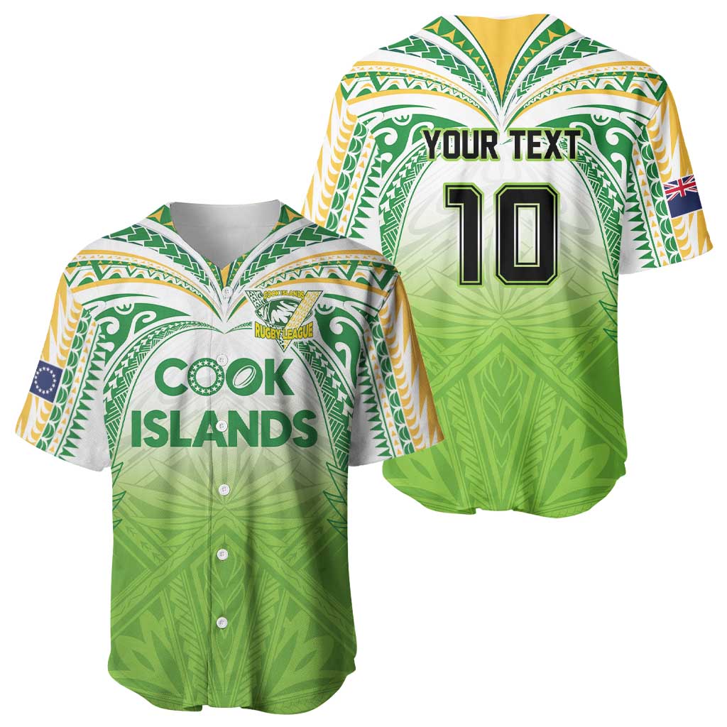 Custom Cook Islands Rugby League Baseball Jersey Tatau Tribal Motifs-Light Green Color - Polynesian Pride