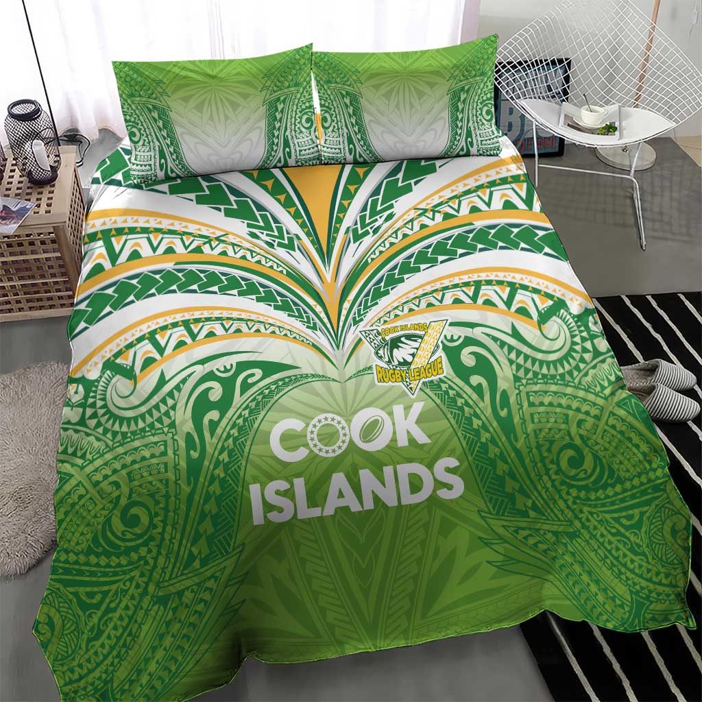 Cook Islands Rugby League Bedding Set Tatau Tribal Motifs-Light Green Color LT03 - Polynesian Pride