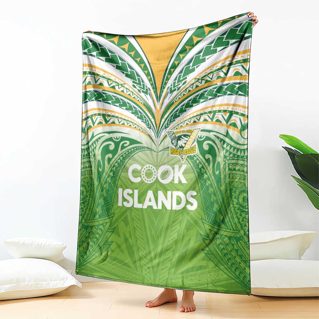 Cook Islands Rugby League Blanket Tatau Tribal Motifs-Light Green Color LT03 - Polynesian Pride