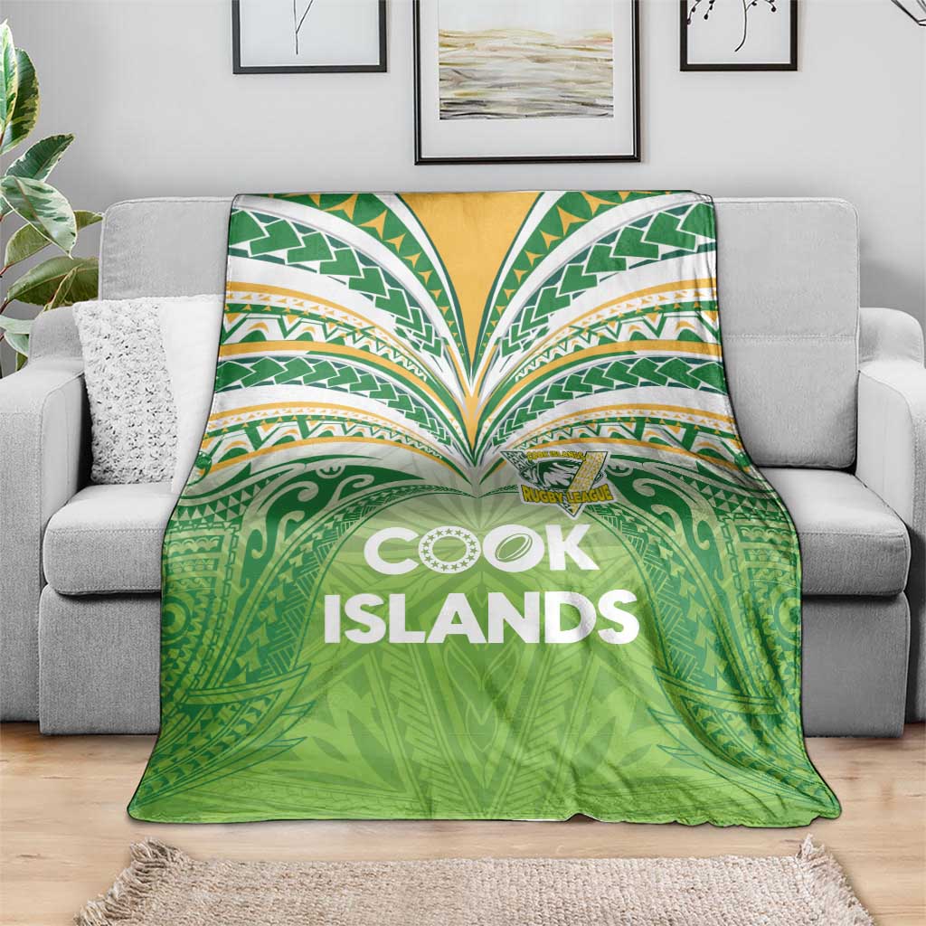 Cook Islands Rugby League Blanket Tatau Tribal Motifs-Light Green Color LT03 - Polynesian Pride