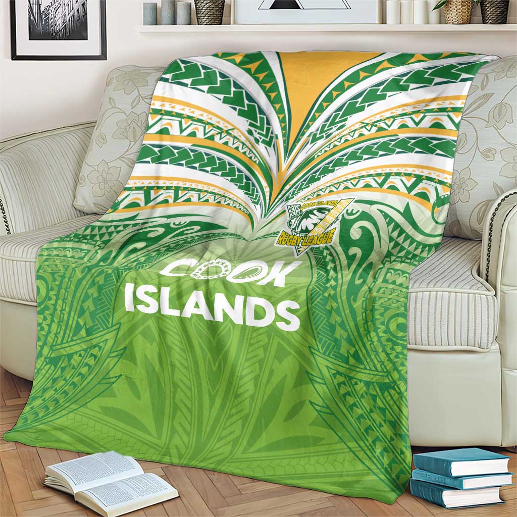 Cook Islands Rugby League Blanket Tatau Tribal Motifs-Light Green Color LT03 - Polynesian Pride