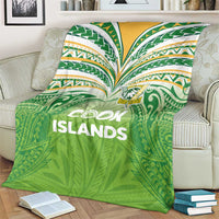 Cook Islands Rugby League Blanket Tatau Tribal Motifs-Light Green Color LT03 - Polynesian Pride