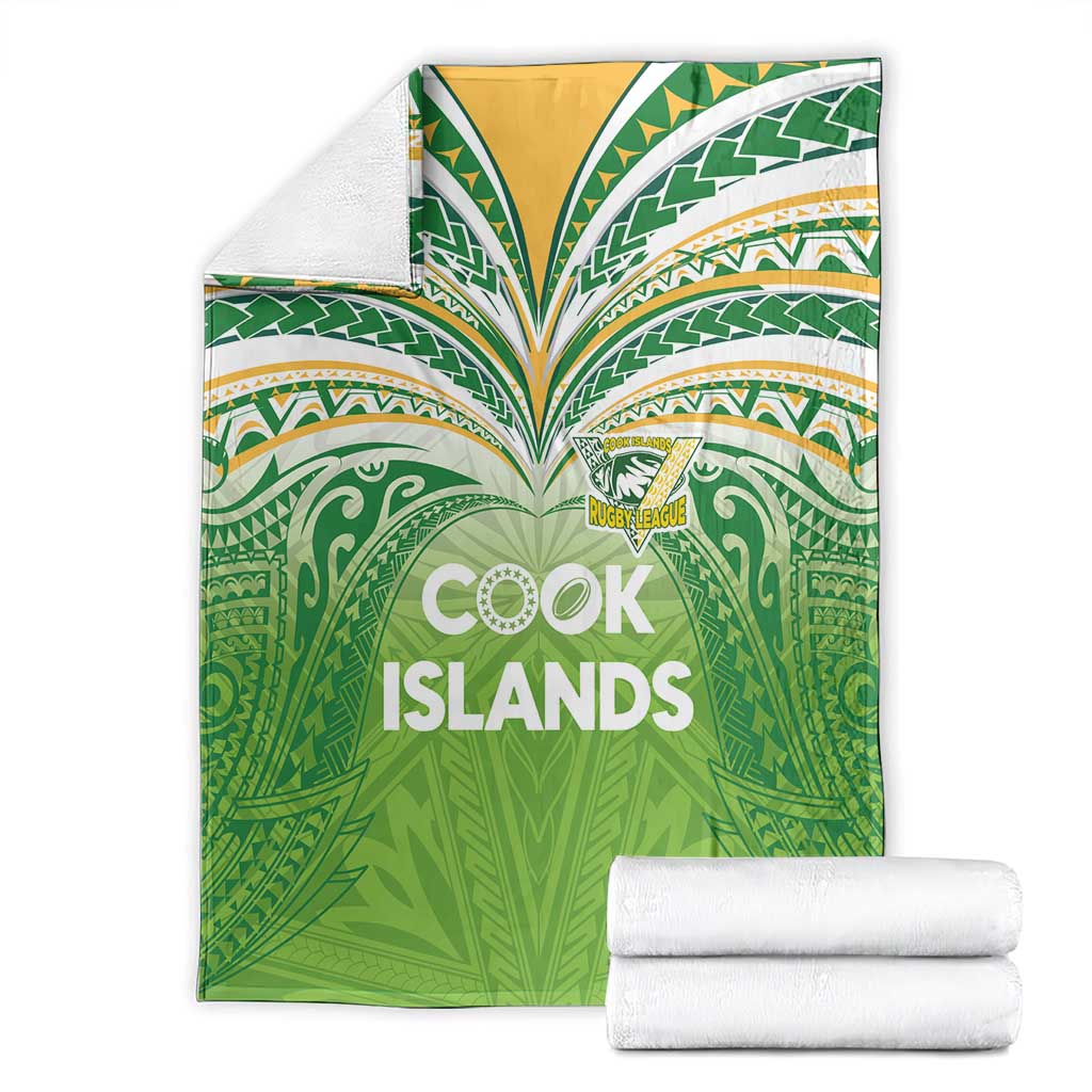 Cook Islands Rugby League Blanket Tatau Tribal Motifs-Light Green Color LT03 - Polynesian Pride