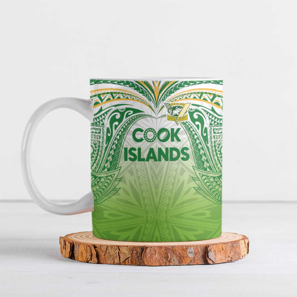 Custom Cook Islands Rugby League Ceramic Mug Tatau Tribal Motifs-Light Green Color LT03 Green - Polynesian Pride