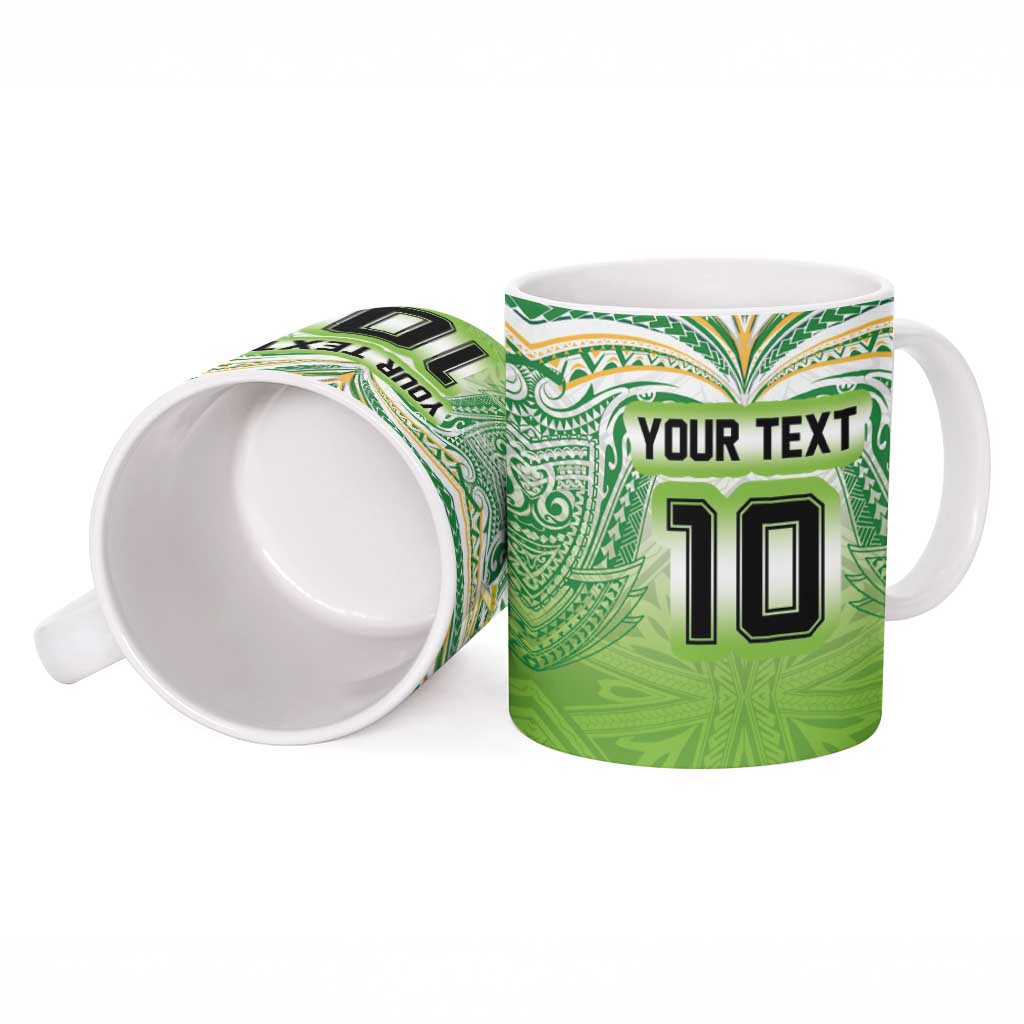 Custom Cook Islands Rugby League Ceramic Mug Tatau Tribal Motifs-Light Green Color LT03 - Polynesian Pride