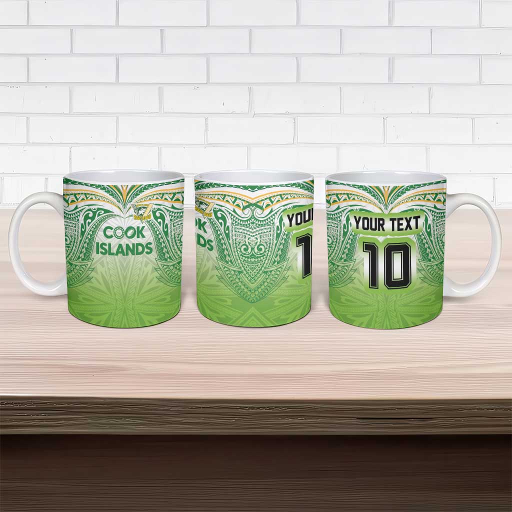 Custom Cook Islands Rugby League Ceramic Mug Tatau Tribal Motifs-Light Green Color LT03 - Polynesian Pride