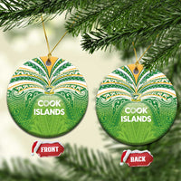 Cook Islands Rugby League Ceramic Ornament Tatau Tribal Motifs-Light Green Color LT03 Circle Green - Polynesian Pride