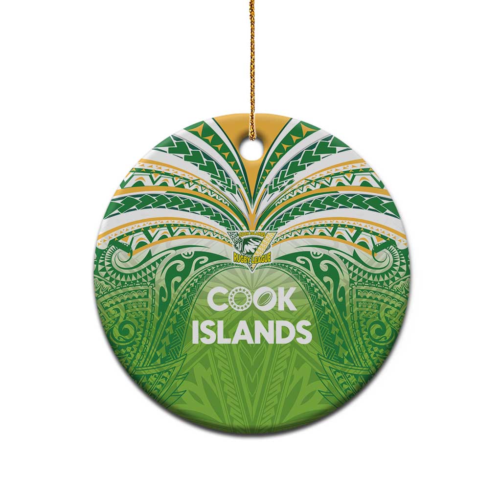 Cook Islands Rugby League Ceramic Ornament Tatau Tribal Motifs-Light Green Color LT03 - Polynesian Pride