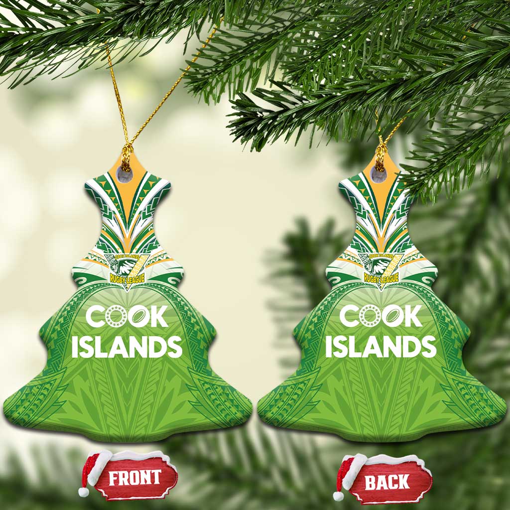 Cook Islands Rugby League Ceramic Ornament Tatau Tribal Motifs-Light Green Color LT03 Christmas Tree Green - Polynesian Pride