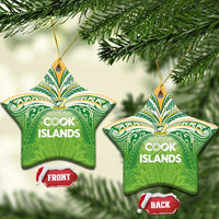 Cook Islands Rugby League Ceramic Ornament Tatau Tribal Motifs-Light Green Color LT03 Star Green - Polynesian Pride