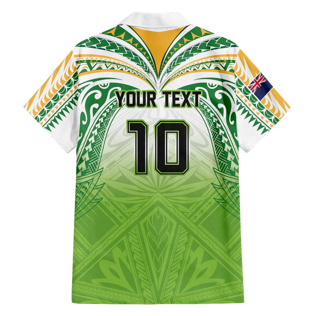 Custom Cook Islands Rugby League Family Matching Long Sleeve Bodycon Dress and Hawaiian Shirt Tatau Tribal Motifs-Light Green Color LT03 - Polynesian Pride