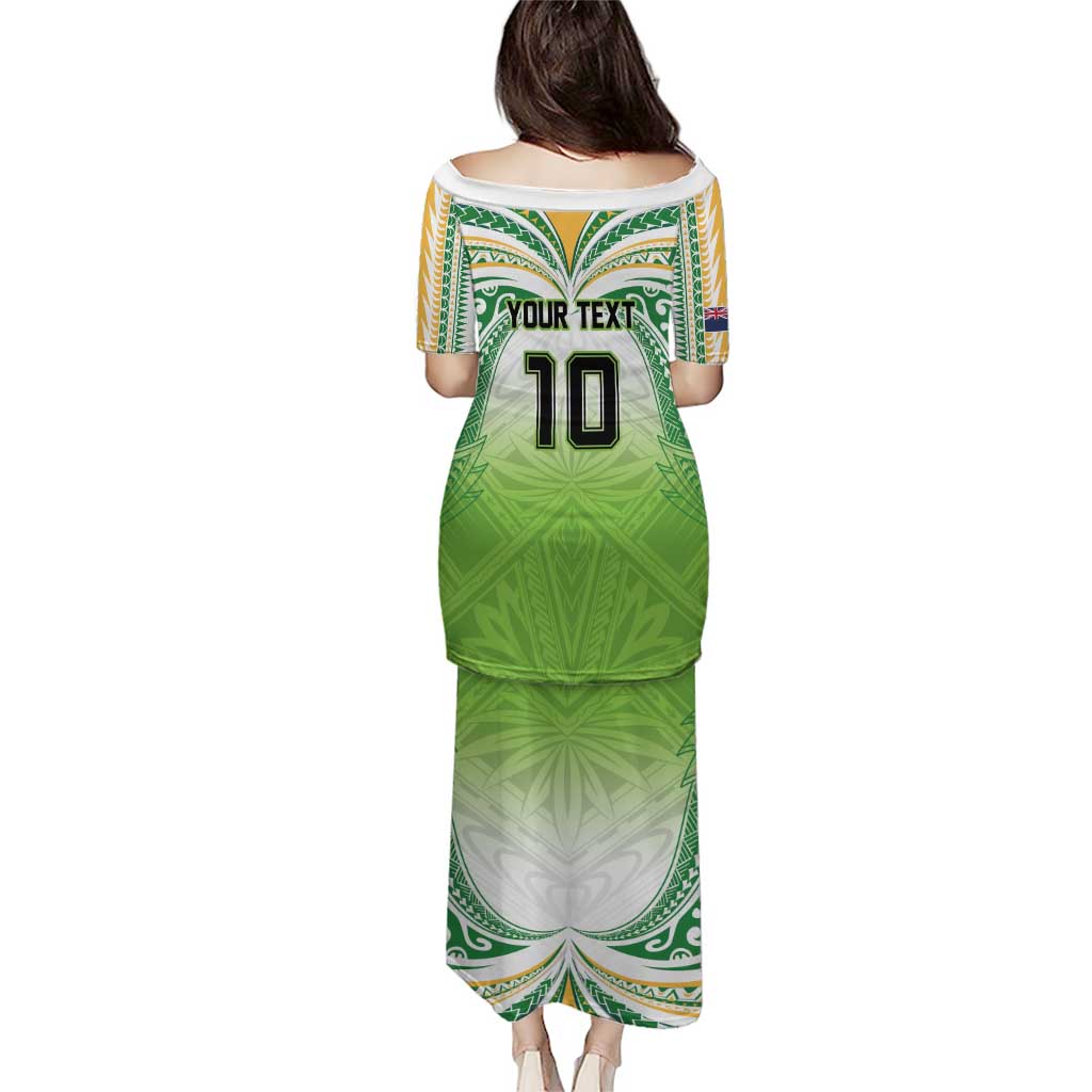 Custom Cook Islands Rugby League Family Matching Puletasi and Hawaiian Shirt Tatau Tribal Motifs-Light Green Color - Polynesian Pride