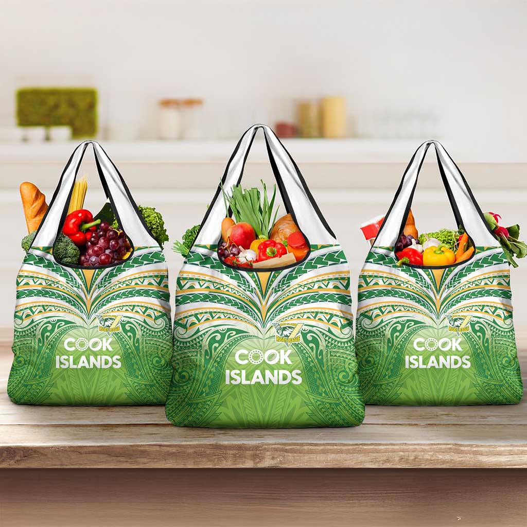 Cook Islands Rugby League Grocery Bag Tatau Tribal Motifs-Light Green Color LT03 3-pack One Size Green - Polynesian Pride