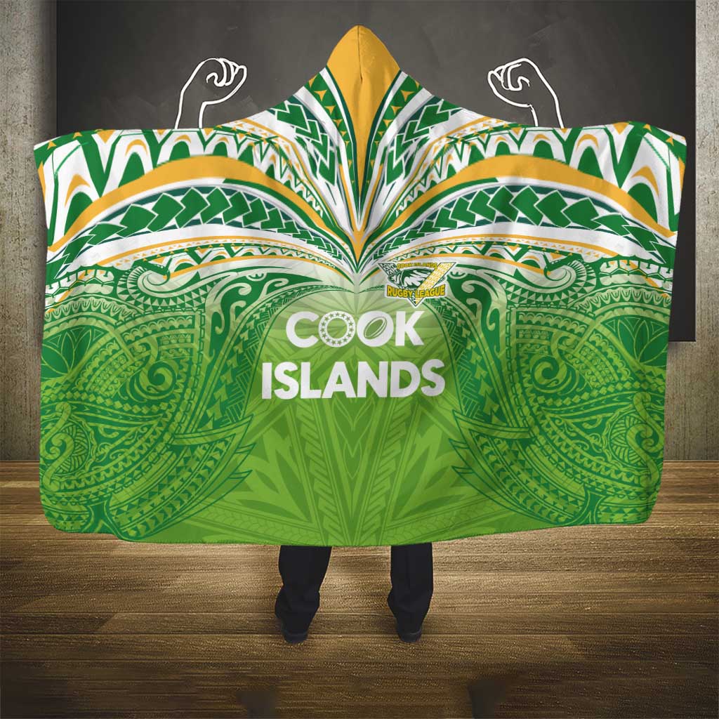 Cook Islands Rugby League Hooded Blanket Tatau Tribal Motifs-Light Green Color LT03 - Polynesian Pride