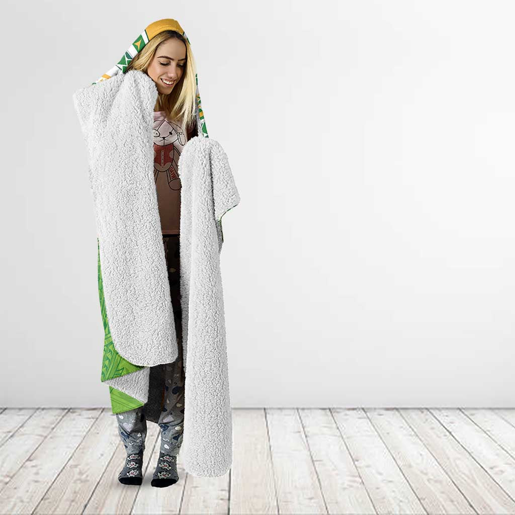 Cook Islands Rugby League Hooded Blanket Tatau Tribal Motifs-Light Green Color LT03 - Polynesian Pride