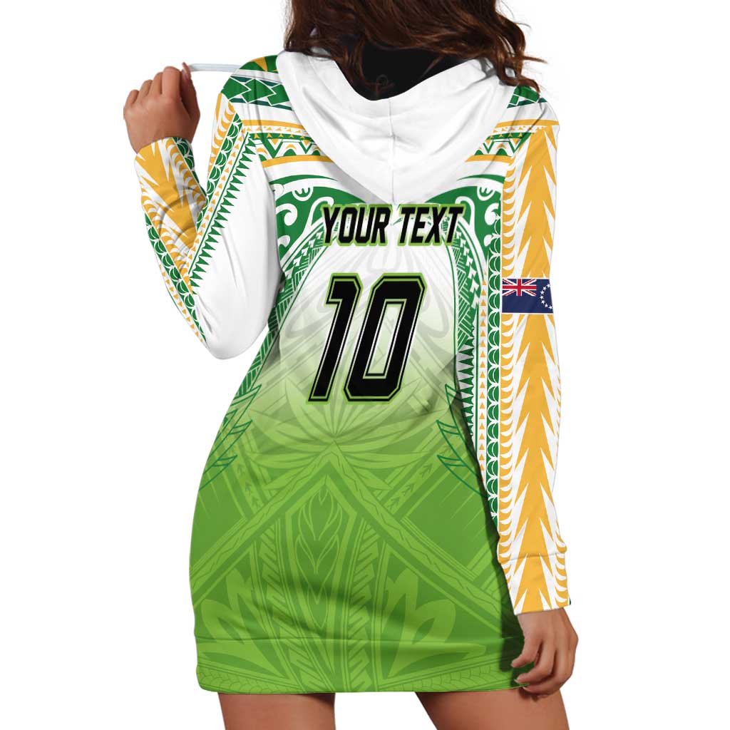 Custom Cook Islands Rugby League Hoodie Dress Tatau Tribal Motifs-Light Green Color - Polynesian Pride
