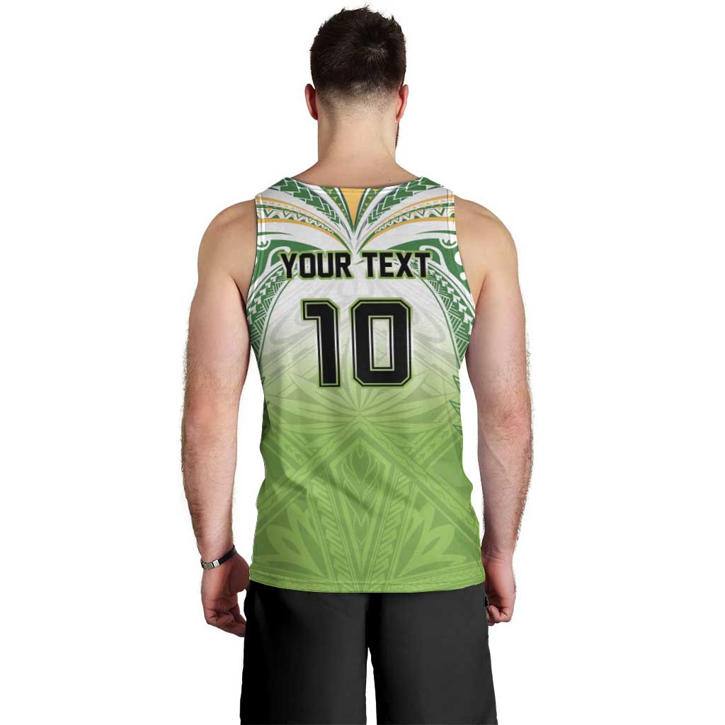 Custom Cook Islands Rugby League Men Tank Top Tatau Tribal Motifs-Light Green Color LT03 - Polynesian Pride