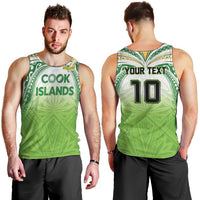 Custom Cook Islands Rugby League Men Tank Top Tatau Tribal Motifs-Light Green Color LT03 - Polynesian Pride