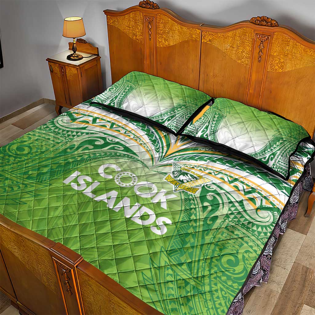 Cook Islands Rugby League Quilt Bed Set Tatau Tribal Motifs-Light Green Color LT03 - Polynesian Pride