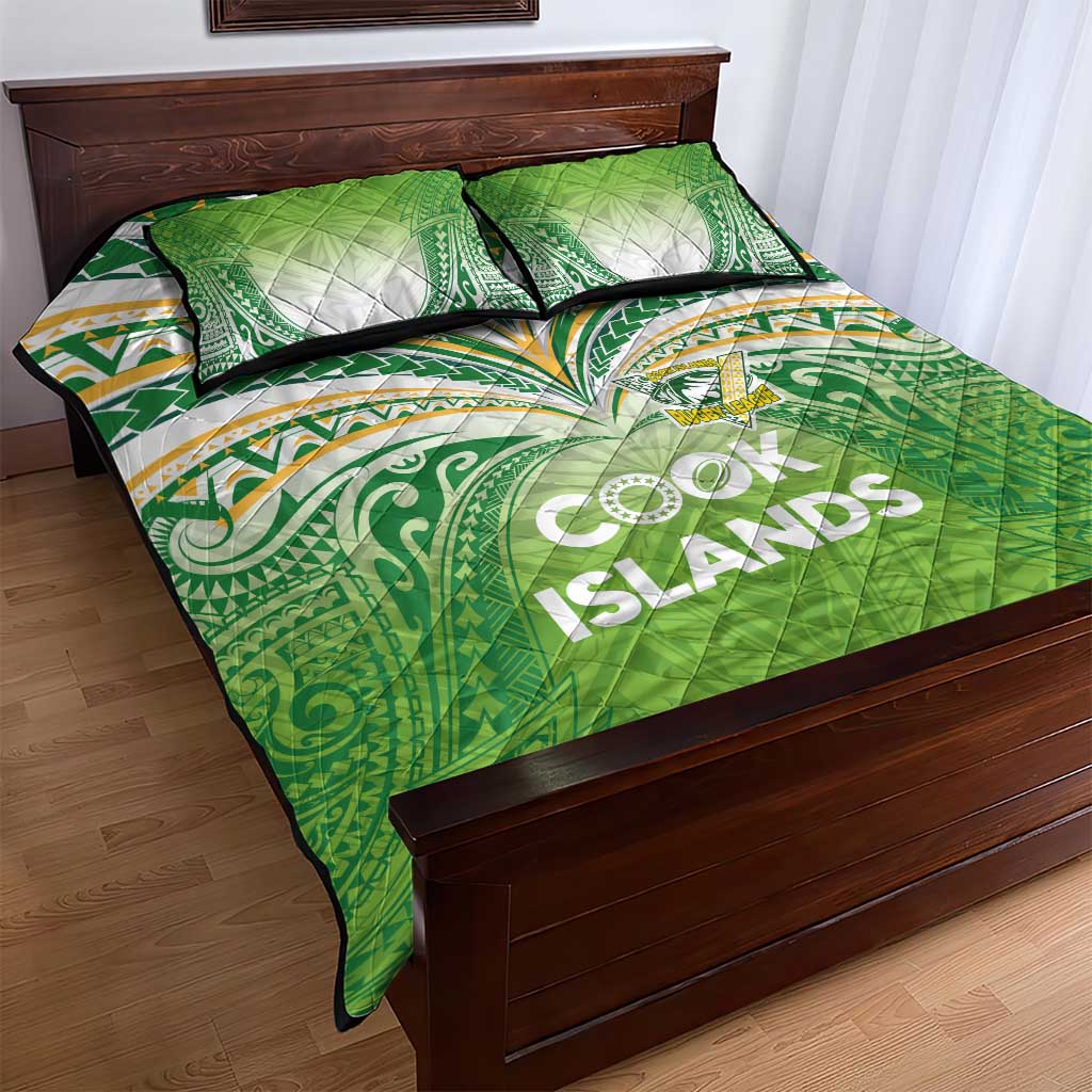 Cook Islands Rugby League Quilt Bed Set Tatau Tribal Motifs-Light Green Color LT03 - Polynesian Pride