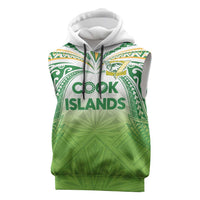 Custom Cook Islands Rugby League Sleeveless Hoodie Tatau Tribal Motifs-Light Green Color LT03 Green - Polynesian Pride
