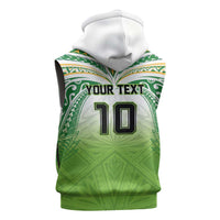 Custom Cook Islands Rugby League Sleeveless Hoodie Tatau Tribal Motifs-Light Green Color LT03 - Polynesian Pride