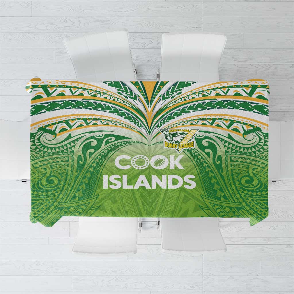 Cook Islands Rugby League Tablecloth Tatau Tribal Motifs-Light Green Color LT03 Green - Polynesian Pride