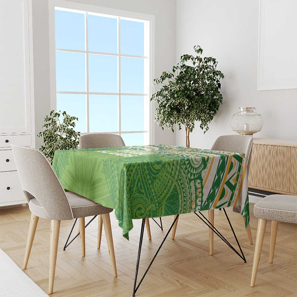 Cook Islands Rugby League Tablecloth Tatau Tribal Motifs-Light Green Color LT03 - Polynesian Pride