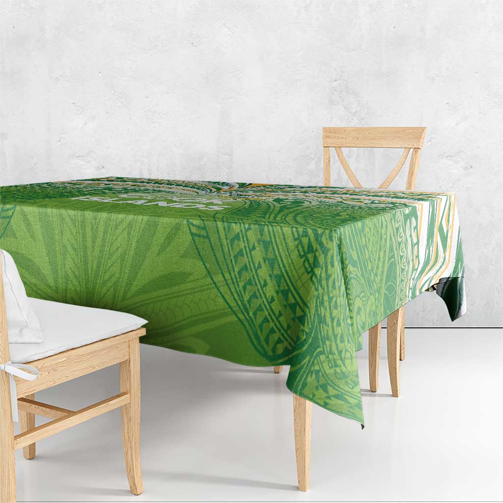 Cook Islands Rugby League Tablecloth Tatau Tribal Motifs-Light Green Color LT03 - Polynesian Pride