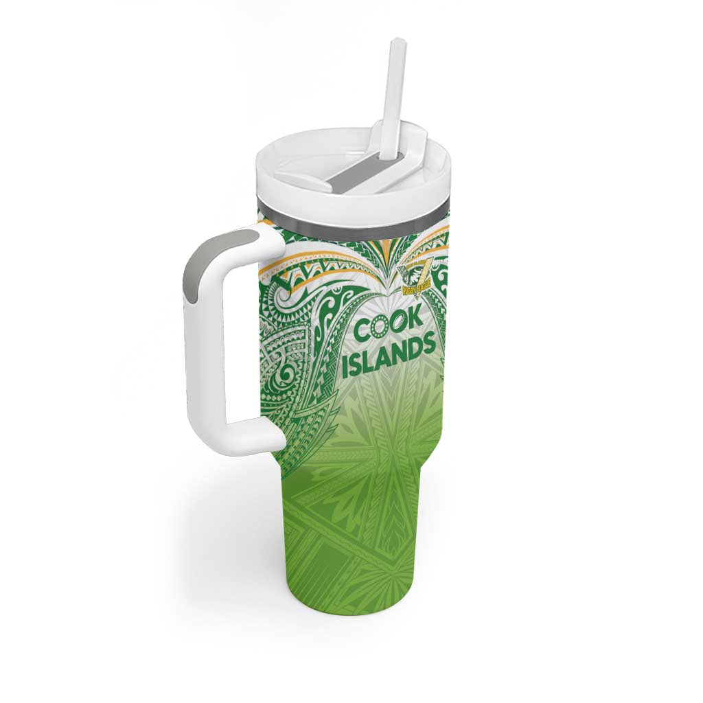 Custom Cook Islands Rugby League Tumbler With Handle Tatau Tribal Motifs-Light Green Color LT03 - Polynesian Pride