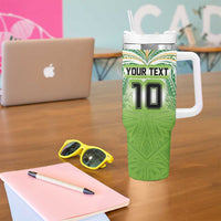 Custom Cook Islands Rugby League Tumbler With Handle Tatau Tribal Motifs-Light Green Color LT03 - Polynesian Pride