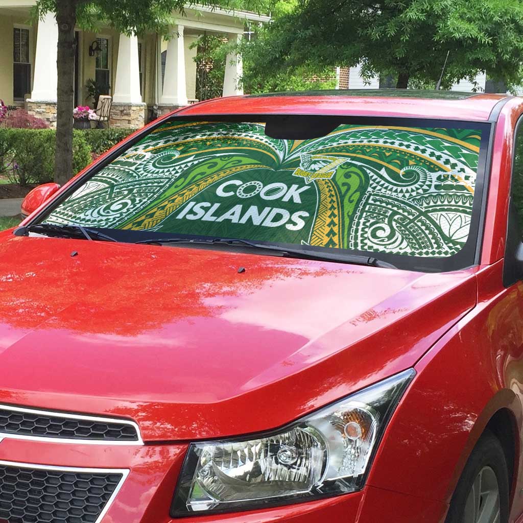 Cook Islands Rugby League Auto Sun Shade Tatau Tribal Motifs-Dark Green Color - Polynesian Pride