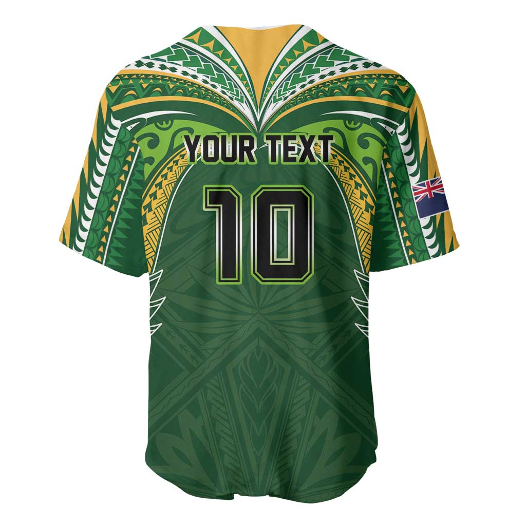 Custom Cook Islands Rugby League Baseball Jersey Tatau Tribal Motifs-Dark Green Color LT03 - Polynesian Pride