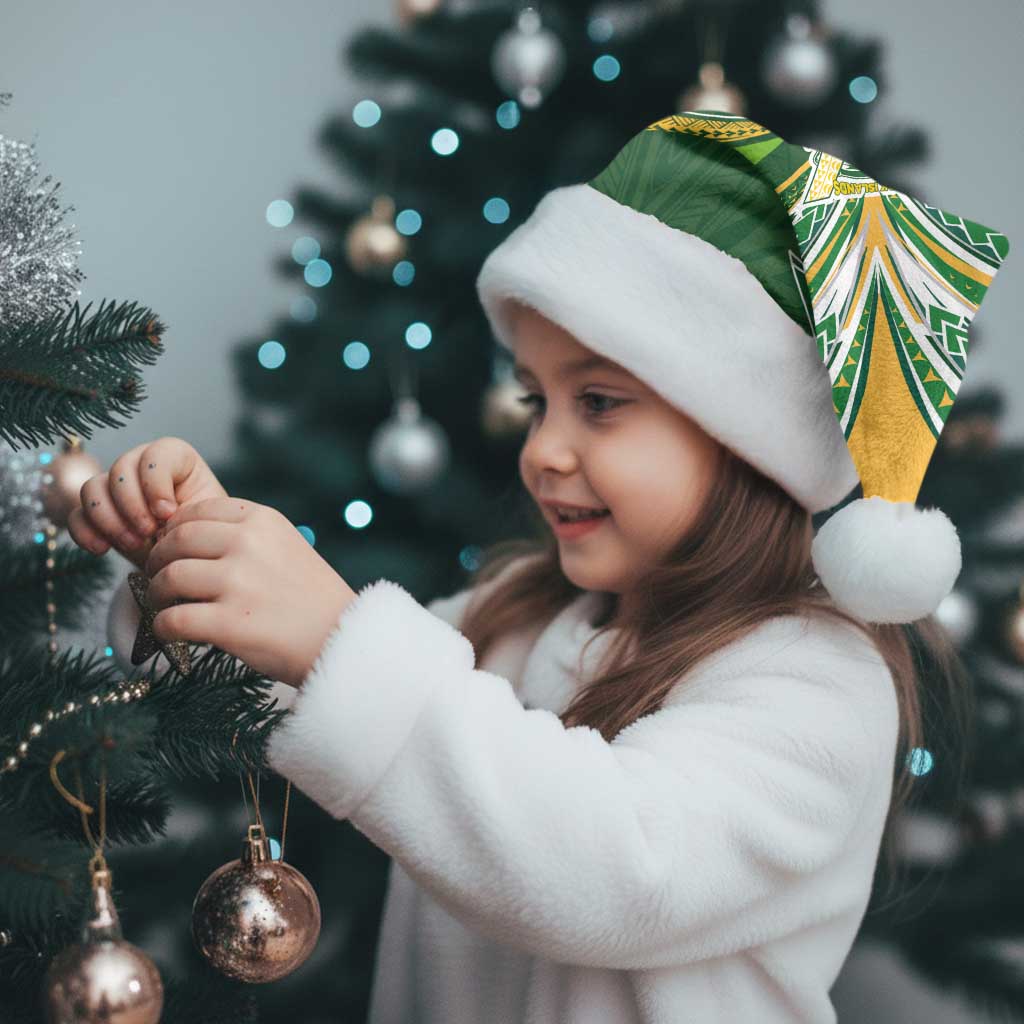 Cook Islands Rugby League Christmas Santa Hat Tatau Tribal Motifs-Dark Green Color - Polynesian Pride