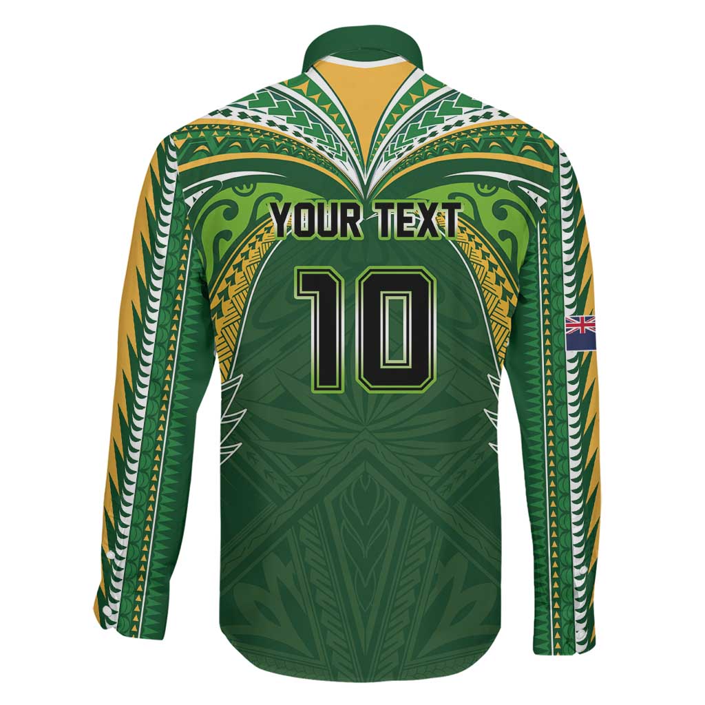 Custom Cook Islands Rugby League Family Matching Mermaid Dress and Hawaiian Shirt Tatau Tribal Motifs-Dark Green Color - Polynesian Pride