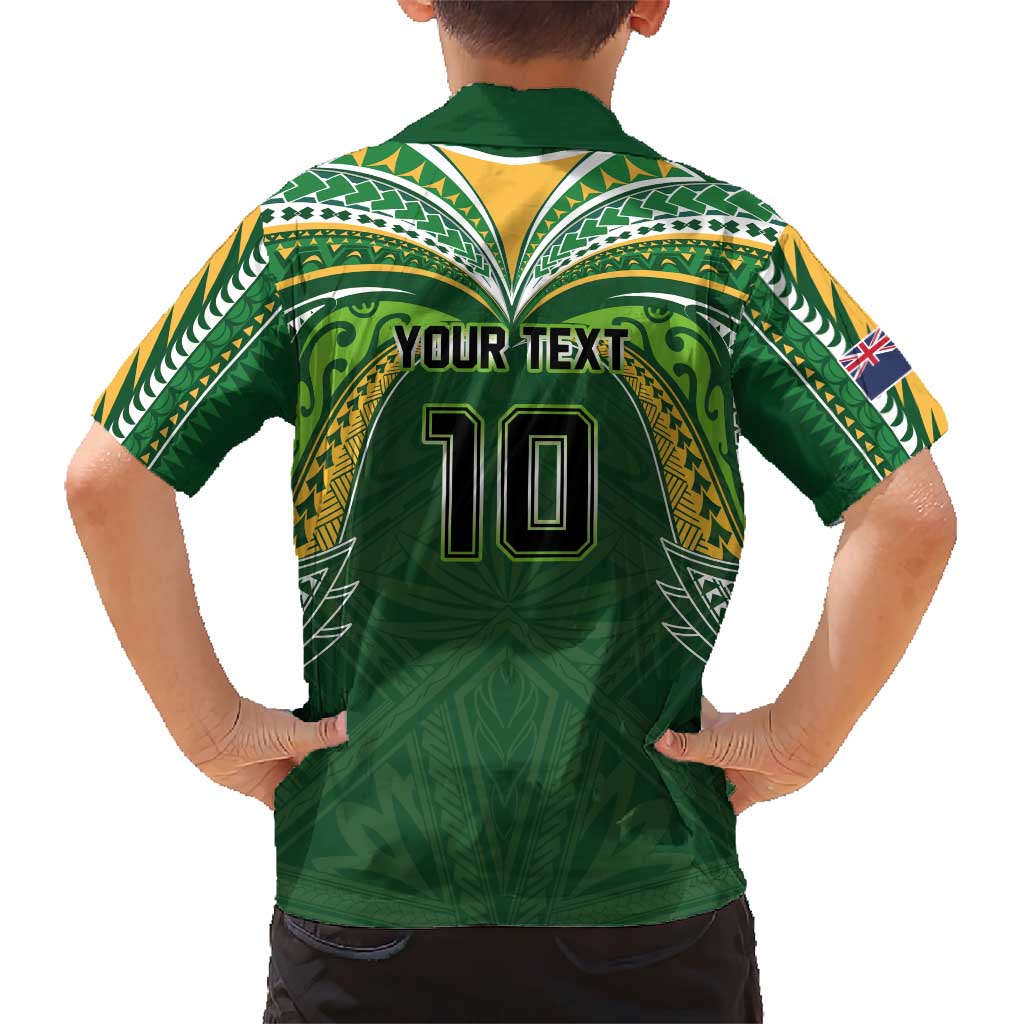 Custom Cook Islands Rugby League Family Matching Puletasi and Hawaiian Shirt Tatau Tribal Motifs-Dark Green Color LT03 - Polynesian Pride