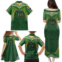 Custom Cook Islands Rugby League Family Matching Puletasi and Hawaiian Shirt Tatau Tribal Motifs-Dark Green Color LT03 - Polynesian Pride