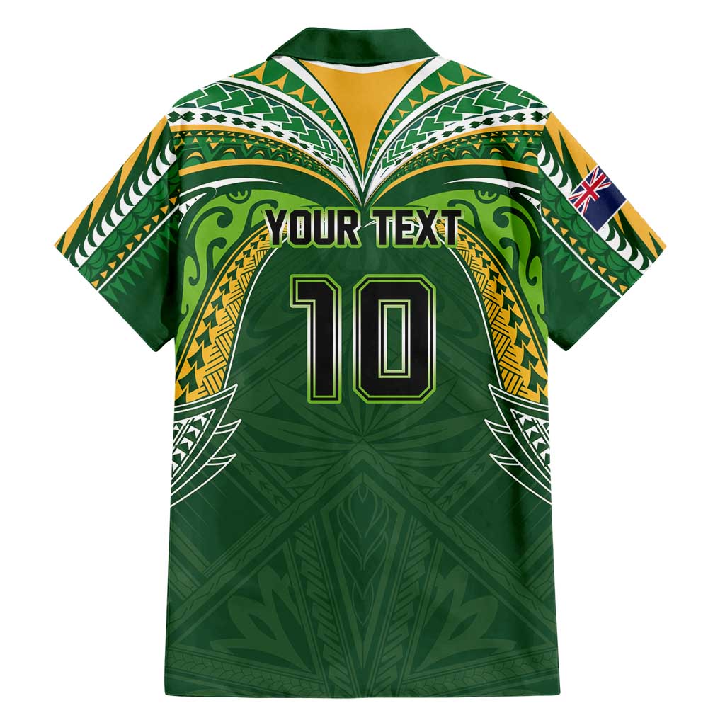 Custom Cook Islands Rugby League Family Matching Puletasi and Hawaiian Shirt Tatau Tribal Motifs-Dark Green Color LT03 - Polynesian Pride