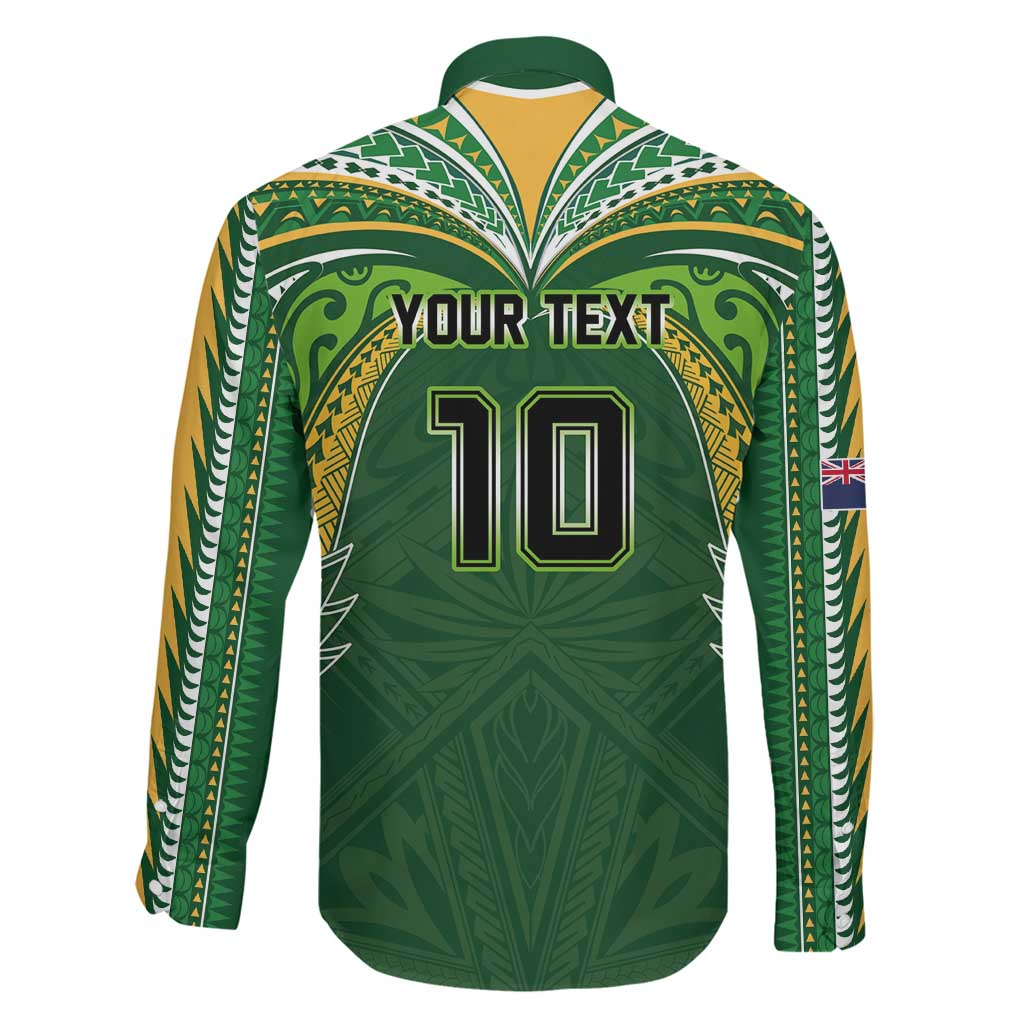 Custom Cook Islands Rugby League Family Matching Puletasi and Hawaiian Shirt Tatau Tribal Motifs-Dark Green Color LT03 - Polynesian Pride