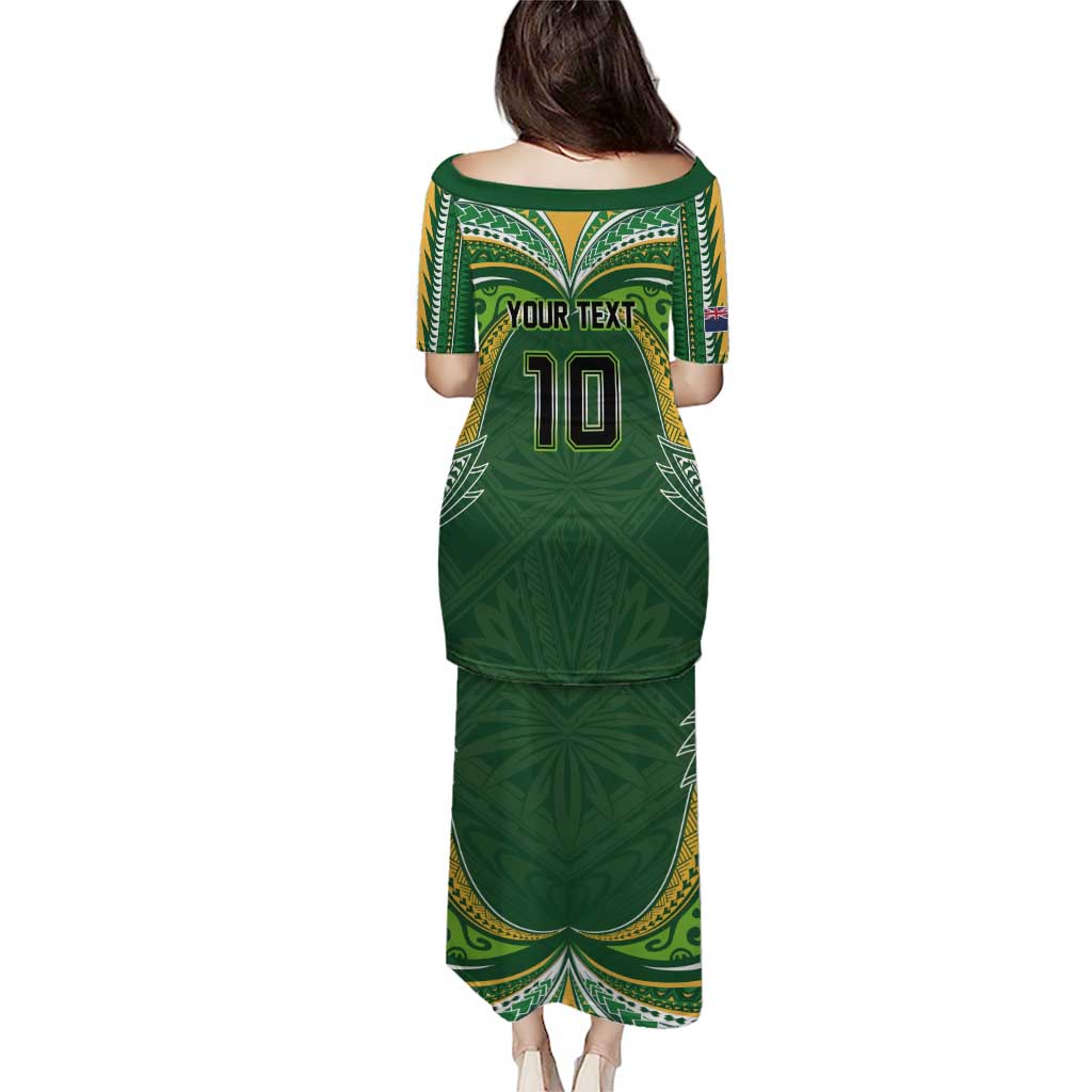 Custom Cook Islands Rugby League Family Matching Puletasi and Hawaiian Shirt Tatau Tribal Motifs-Dark Green Color LT03 - Polynesian Pride