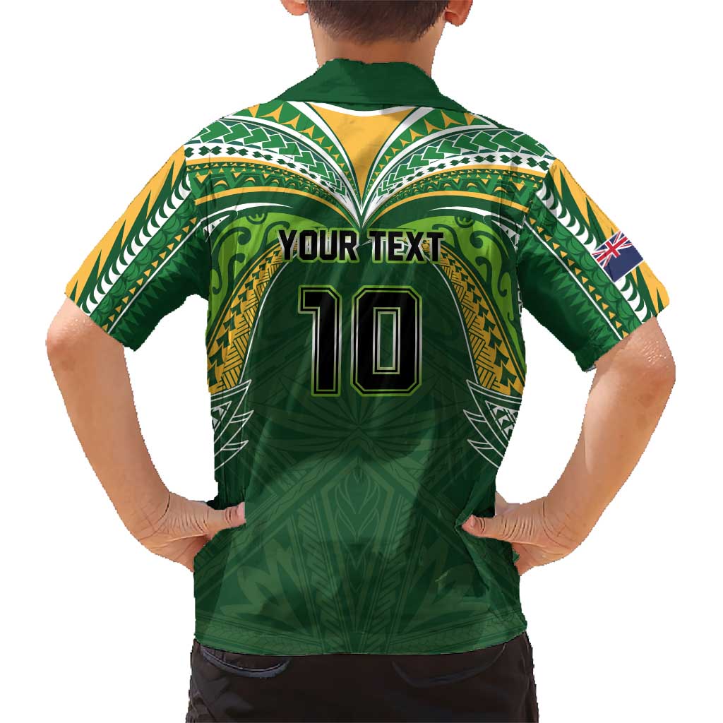 Custom Cook Islands Rugby League Hawaiian Shirt Tatau Tribal Motifs-Dark Green Color - Polynesian Pride