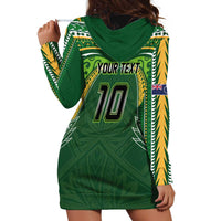 Custom Cook Islands Rugby League Hoodie Dress Tatau Tribal Motifs-Dark Green Color - Polynesian Pride