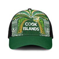 Cook Islands Rugby League Mesh Trucker Cap Tatau Tribal Motifs-Dark Green Color - Polynesian Pride