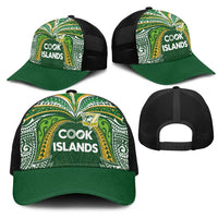 Cook Islands Rugby League Mesh Trucker Cap Tatau Tribal Motifs-Dark Green Color - Polynesian Pride