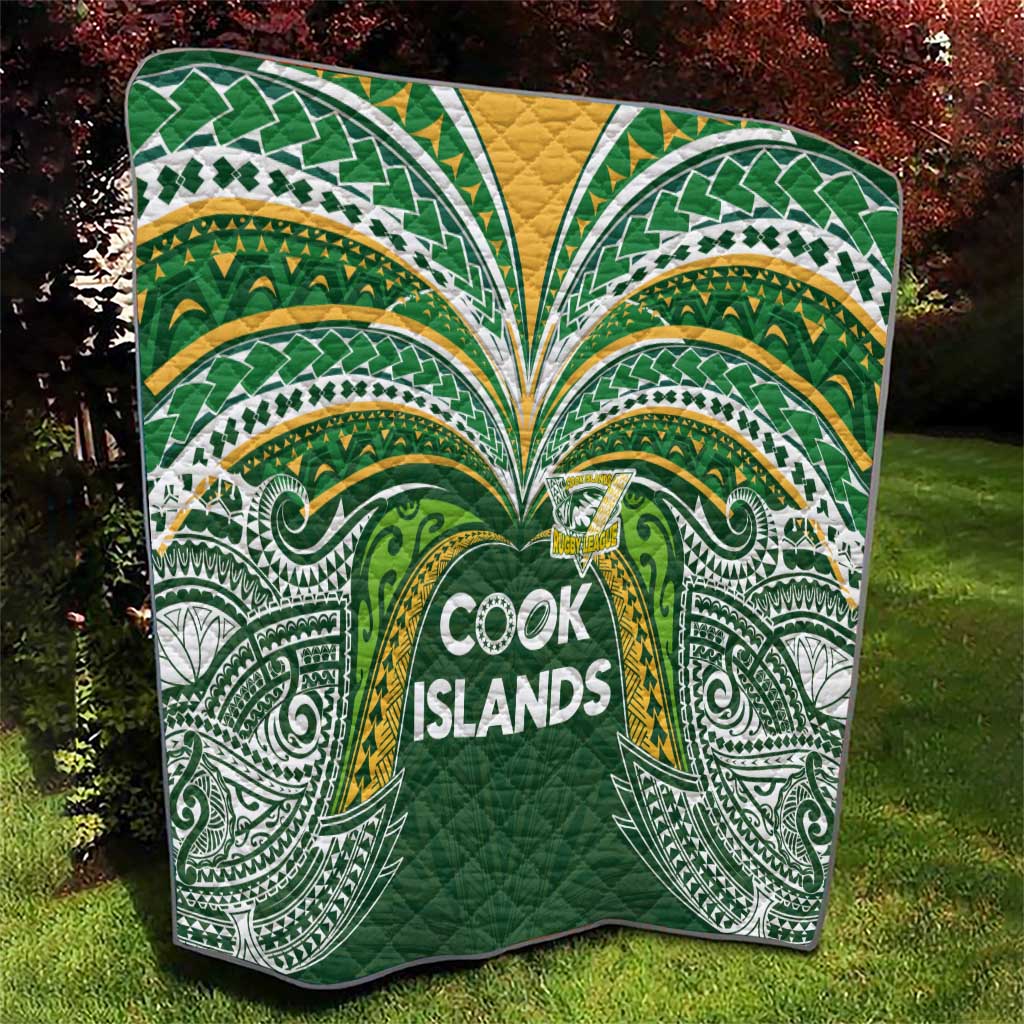 Cook Islands Rugby League Quilt Tatau Tribal Motifs-Dark Green Color LT03 - Polynesian Pride