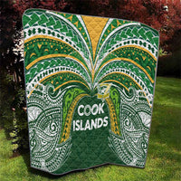 Cook Islands Rugby League Quilt Tatau Tribal Motifs-Dark Green Color LT03 - Polynesian Pride