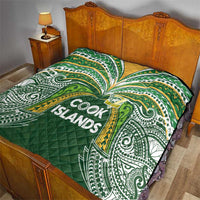 Cook Islands Rugby League Quilt Tatau Tribal Motifs-Dark Green Color LT03 - Polynesian Pride