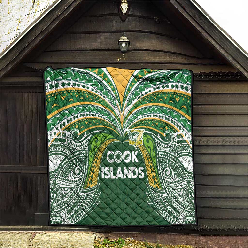 Cook Islands Rugby League Quilt Tatau Tribal Motifs-Dark Green Color LT03 - Polynesian Pride